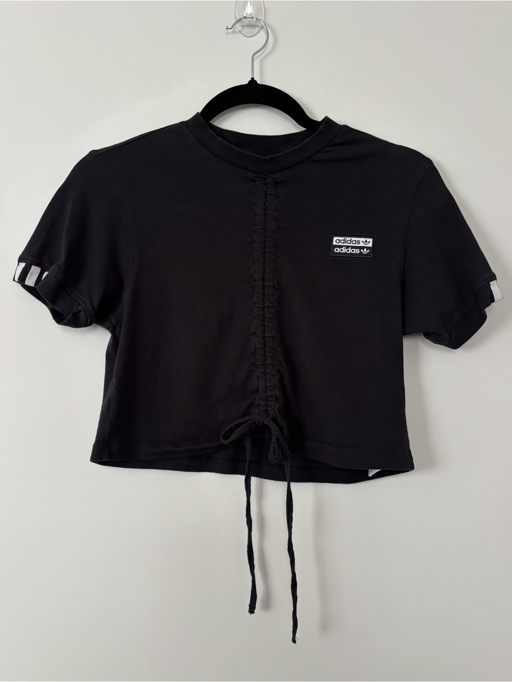 Adidas Originals Women’s R.Y.V. Black Ruched Front Drawstring Crop Top Size XS
